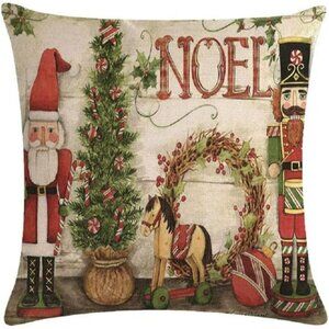 18x18 Red Noel Santa Snowman Christmas Tree Bird Double-Sided Pillowcases